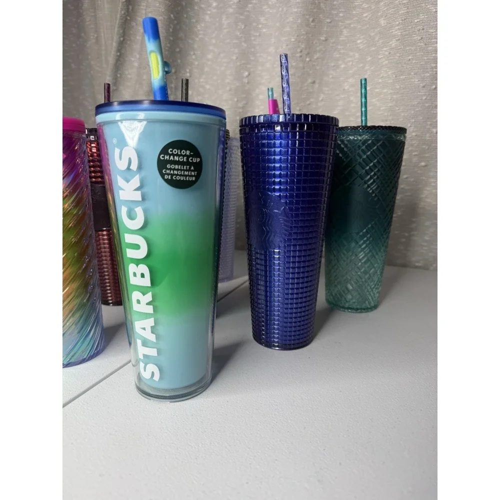 9 LIMITED EDITION STARBUCKS TUMBLER Cups Water LOT STUDDED JEWELED with straws